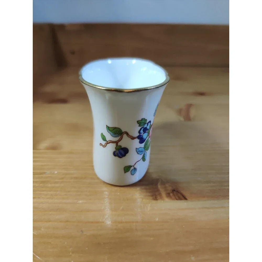 Aynsley England Bone China Pembroke Bird & Flowers Toothpick Holder Card Holder